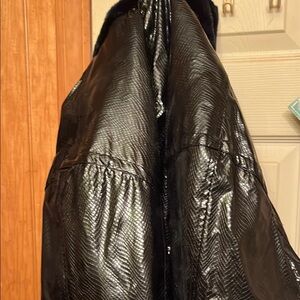Black Faux Leather Coat